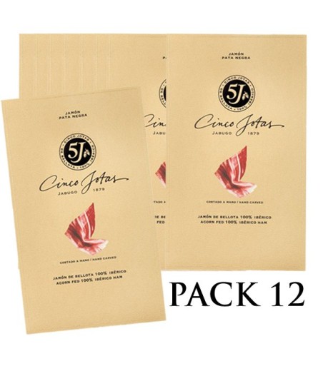 PACK 12 sobres Jamón de Jabugo Cinco Jotas (5J) cortado por corte tradicional 80g