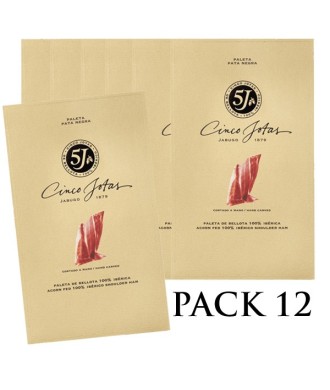 PACKS 12 sachets Épaule Bellota 100% Ibèrique Cinco Jotas (5J) de Jabugo tranchée de manière traditionnelle 80g