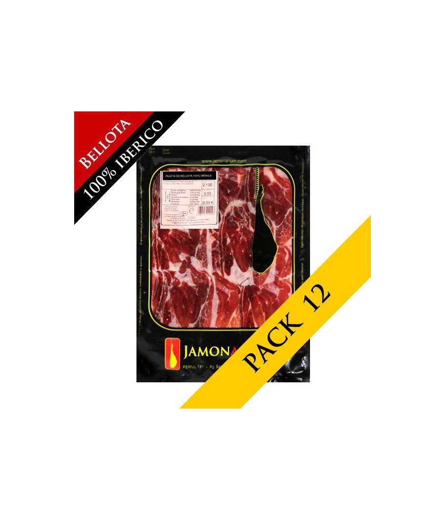 PACK 12 - Bellota Ibérico ham, 100% Iberian (Huelva) - Pata negra sliced 100g
