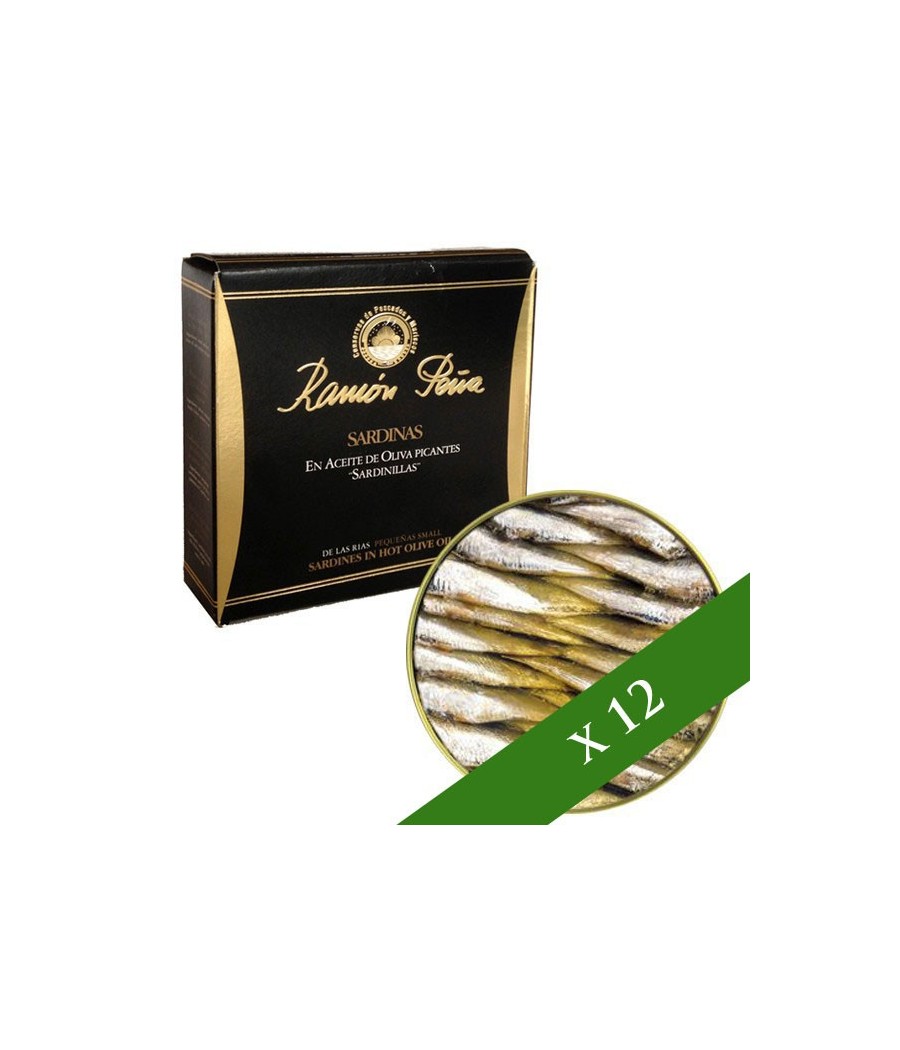 BOX x12 - Ramón Peña Sardines in spicy olive oil (20-25 units) "Black Label"
