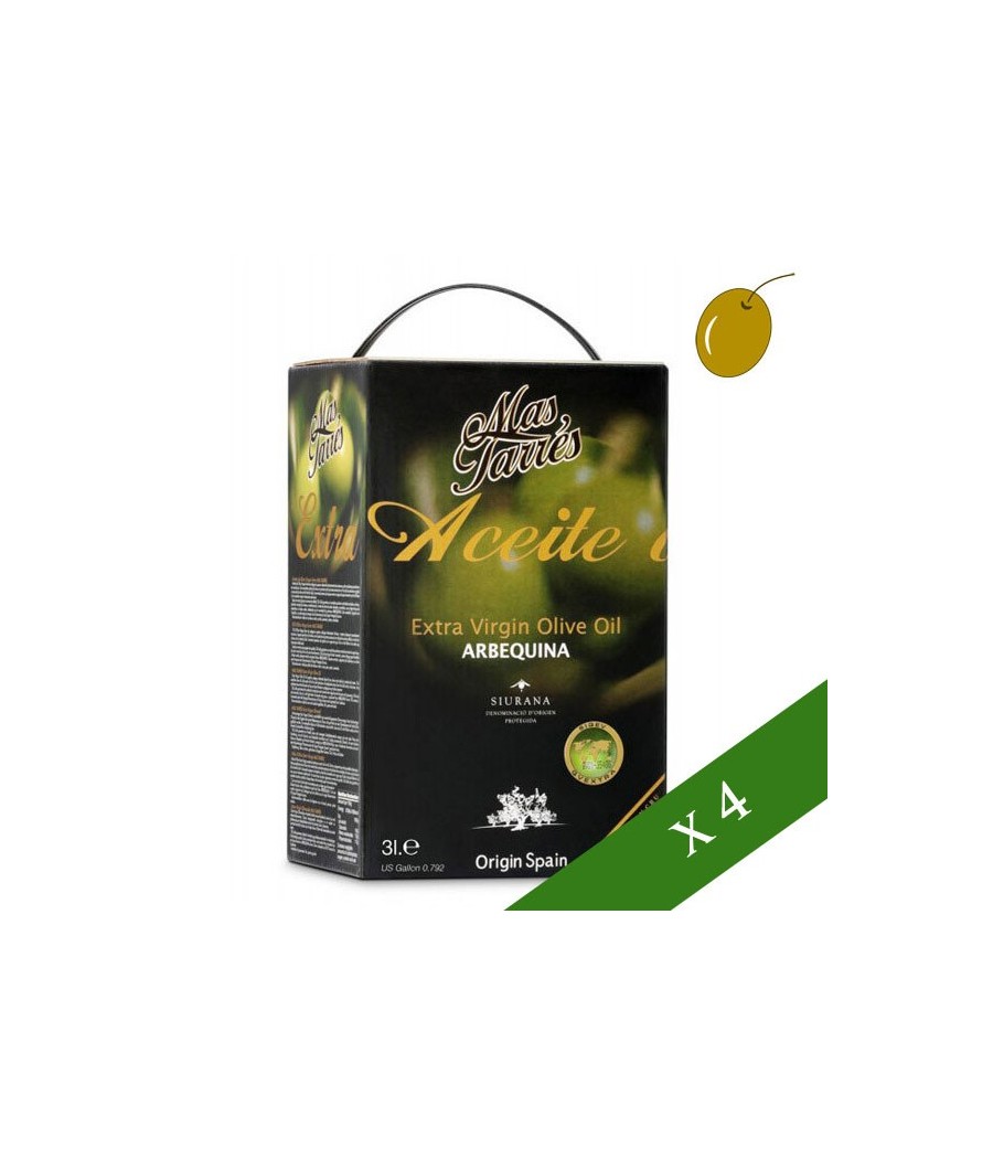 BOX x4 --- Más Tarrés Arbequina 3l, Extra virgin olive oil, DO Siurana