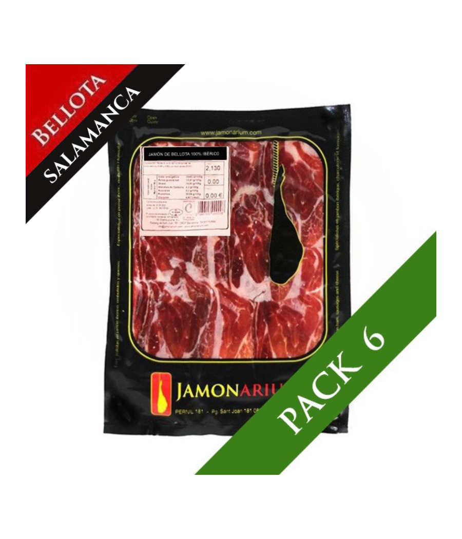 PACK 6 - Ibérico Bellota Ham (Salamanca), 100% iberian breed - Pata Negra sliced 100g