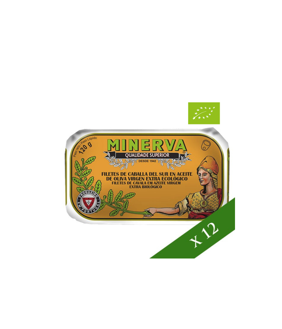 BOX x12 - Mackerel fillets in organic extra virgin olive oil Minerva 120g