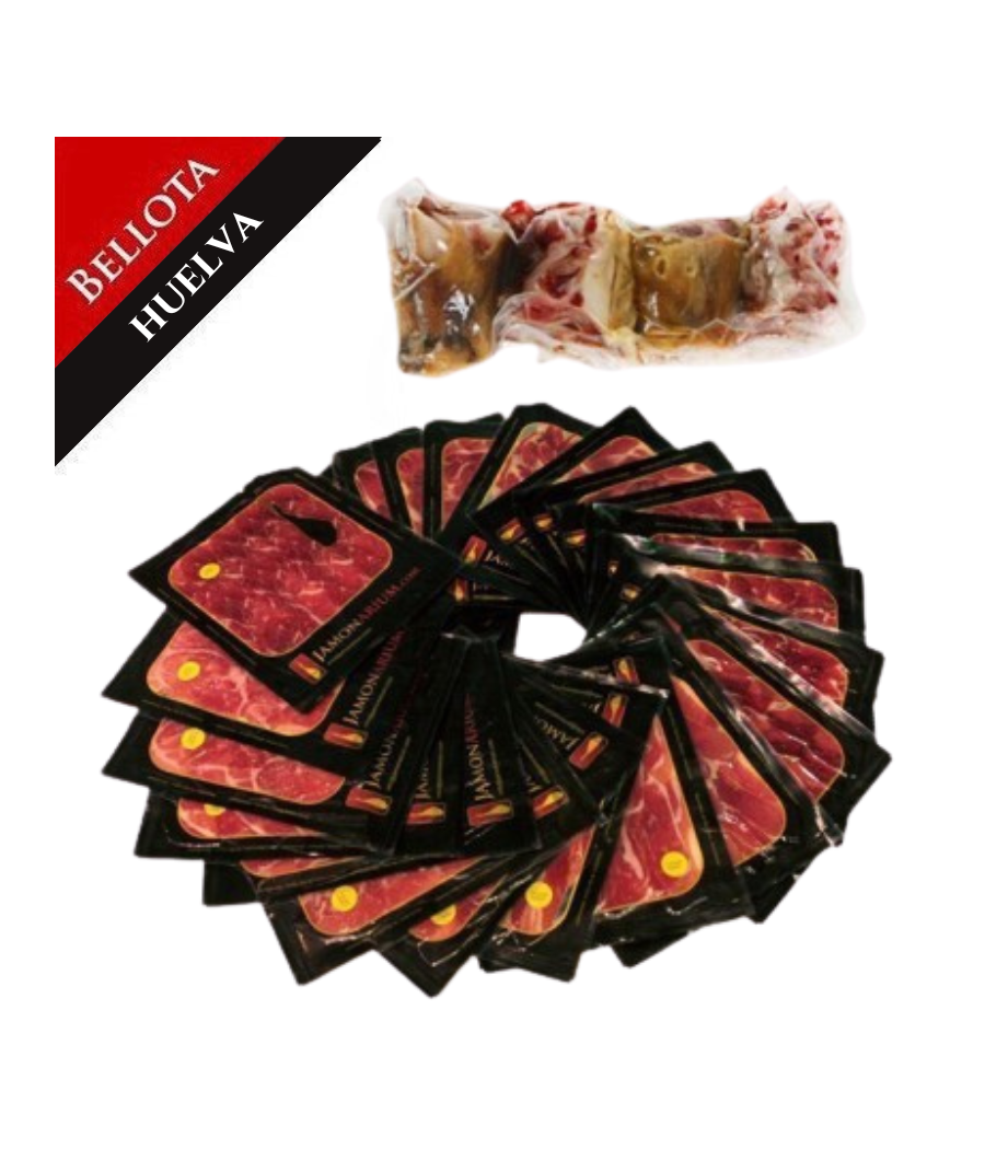 Iberico Bellota Ham (Jabugo, Huelva), 100% Iberian Bellota - Pata Negra WHOLE sliced